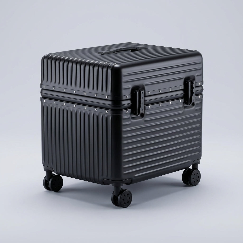 Compacte ABS PC trolley handbagage koffer met stevig aluminium frame, 4 wielen en veilig TSA slot.