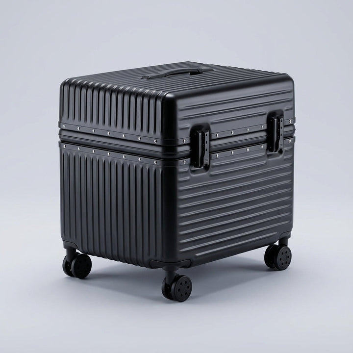 Compacte ABS PC trolley handbagage koffer met stevig aluminium frame, 4 wielen en veilig TSA slot.