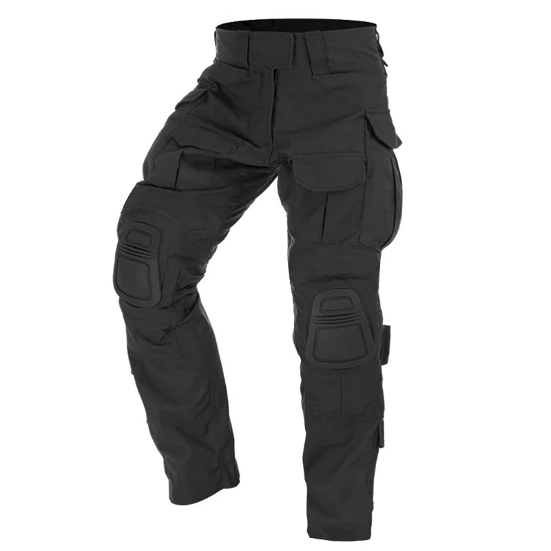 Functionele outdoorbroek heren, met kniebescherming, geschikt voor survival, jacht en avontuur.