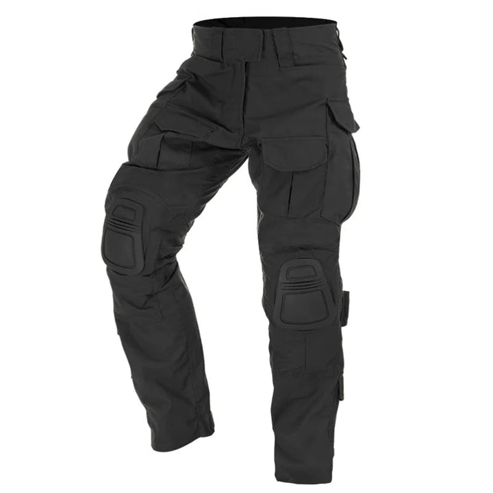 Functionele outdoorbroek heren, met kniebescherming, geschikt voor survival, jacht en avontuur.