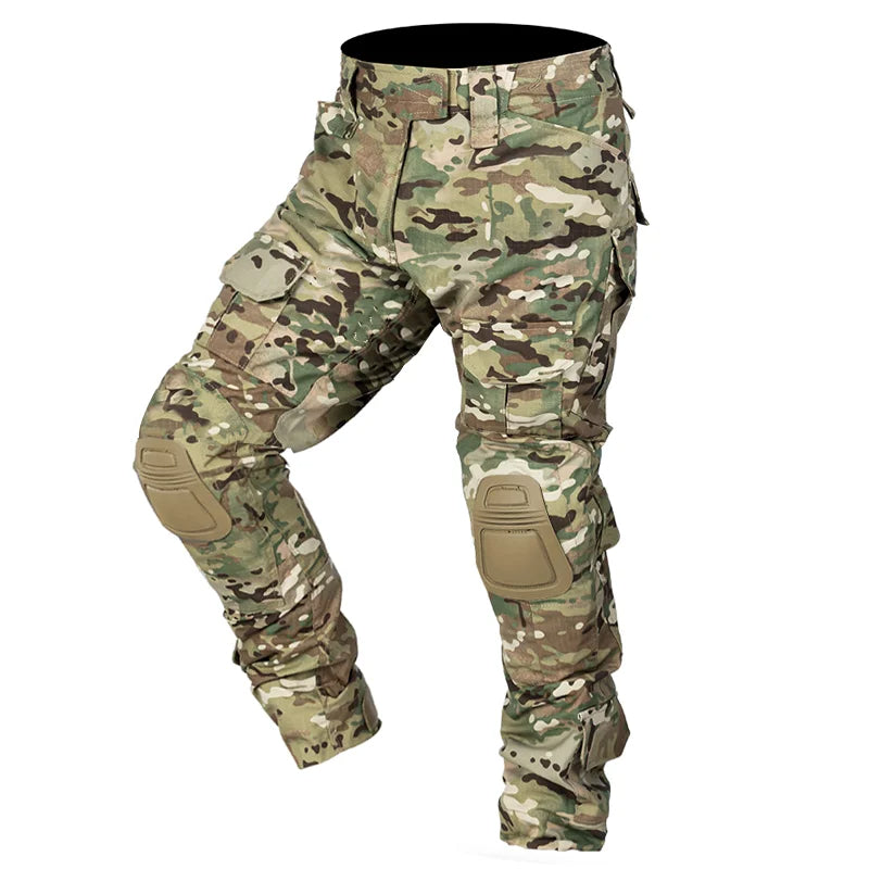Warme herfst/winter cargobroek heren met kniebescherming, ideaal voor koude outdoor werkomstandigheden.