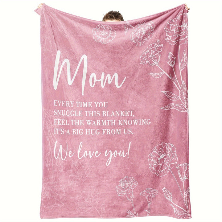 Zachte flanellen Moederdag deken met warme boodschap, perfect als knuffel cadeau voor mama.