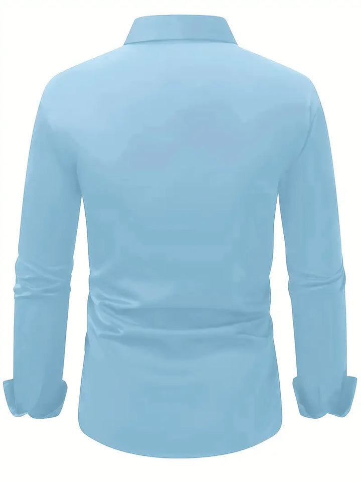 Heren overhemd Sam, lange mouwen, in donkerblauw. Veelzijdige herenkleding voor dagelijks en werk.