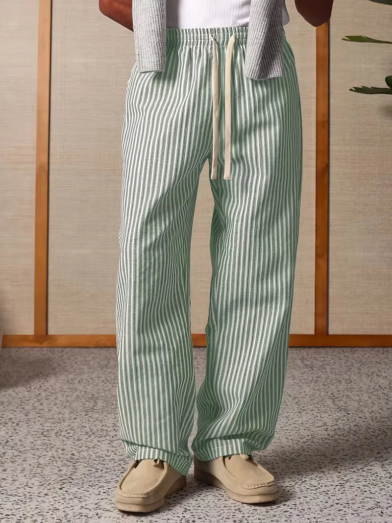 Trendy heren broek met wijde pijpen en strepen voor een casual look