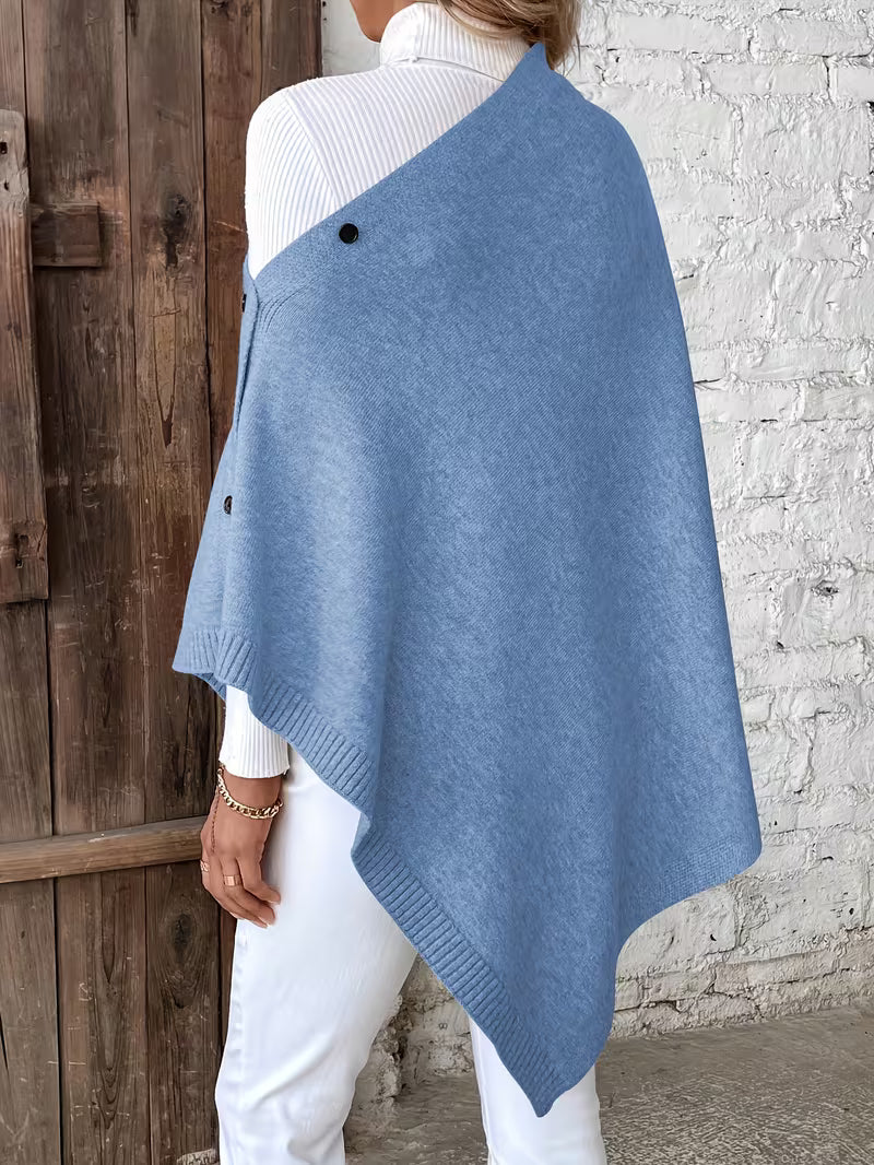 Ivora Poncho | Luxe Dames Poncho Met Knoopsluiting
