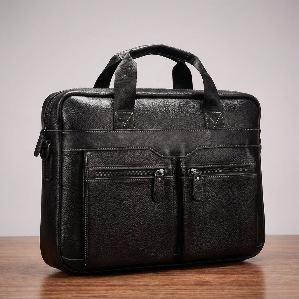 UrbanSling uniseks laptoptas van echt leer. Duurzame en stijlvolle werktas, ideaal voor reizen en kantoor.