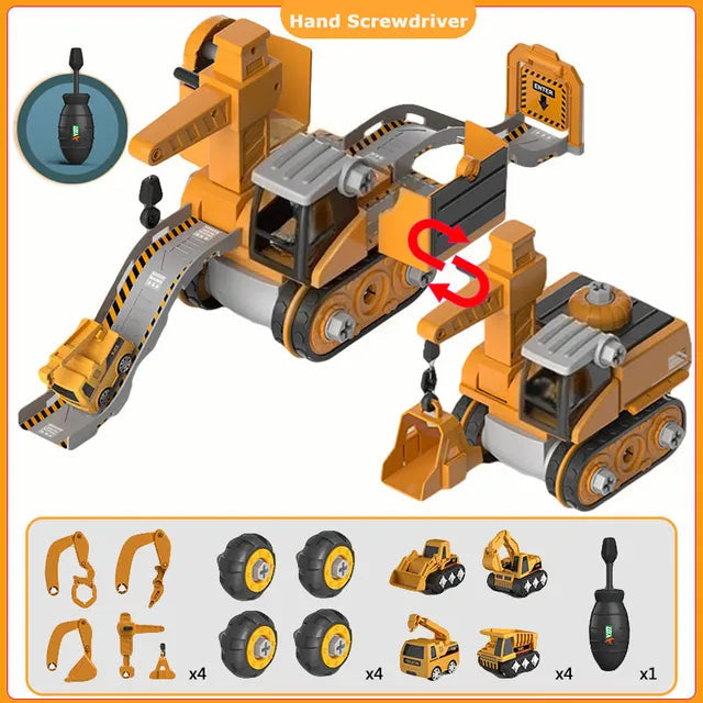 STEM bouwvoertuigen speelset voor kinderen, bevordert constructievaardigheden en educatieve ontwikkeling.