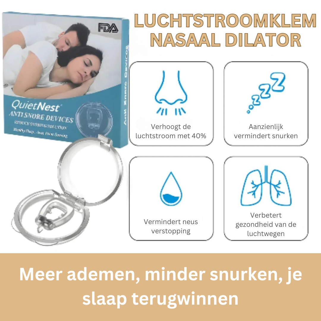 Effectieve snurkstopper neusdilatator voor betere ademhaling en rustige nachtrust, comfortabel en herbruikbaar.