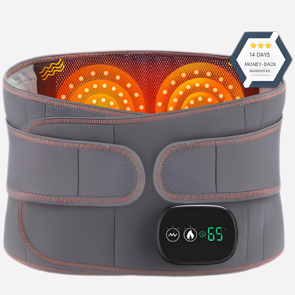 Effectieve warmte massagegordel met roodlicht therapie voor spierverlichting en diepe ontspanning, draagbaar.