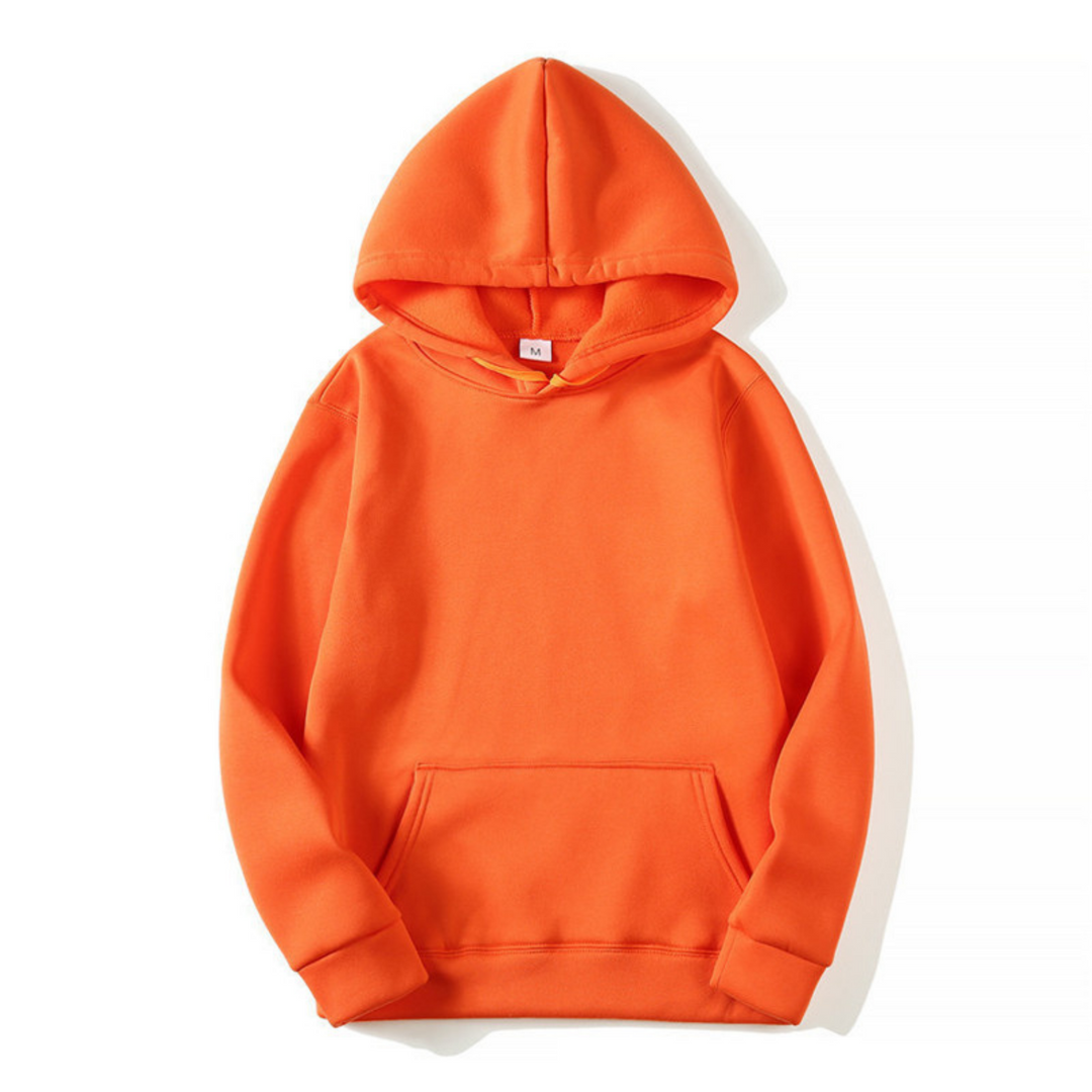 Effen herenhoodie zonder opdruk, comfortabel en casual met capuchon en buidelzak. Essential basic trui.