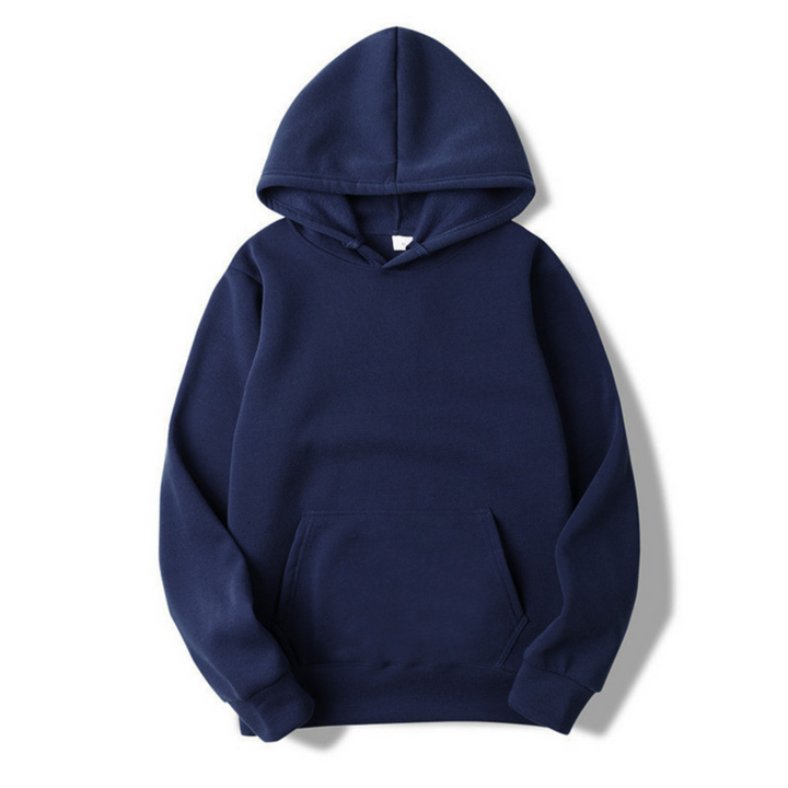 Comfortabele herenhoodie van zachte stof, effen design met capuchon en buidelzak. Basic en veelzijdige trui.
