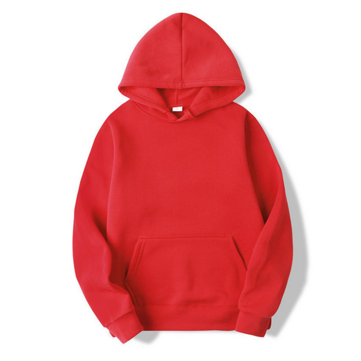 Klassieke effen herenhoodie met capuchon en buidelzak. Tijdloze comfortabele trui voor casual herenkleding.