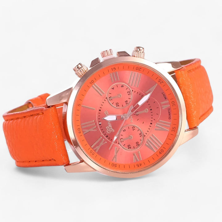 Ideaal cadeau: waterdicht dameshorloge Camille met stijlvolle echt leren band, elegant en tijdloos.