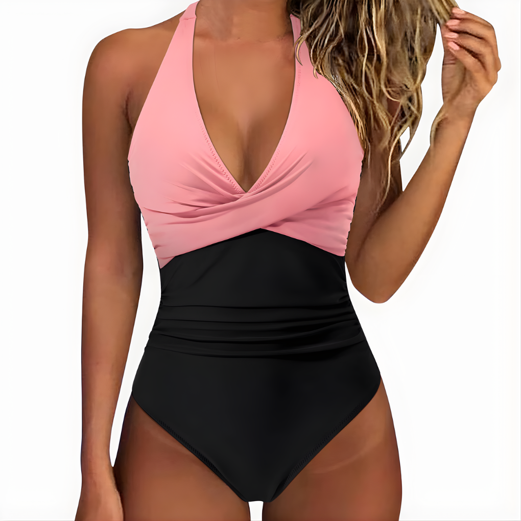 Chique damesbadpak, eenstuk zwempak, perfect voor een elegante uitstraling aan het water.