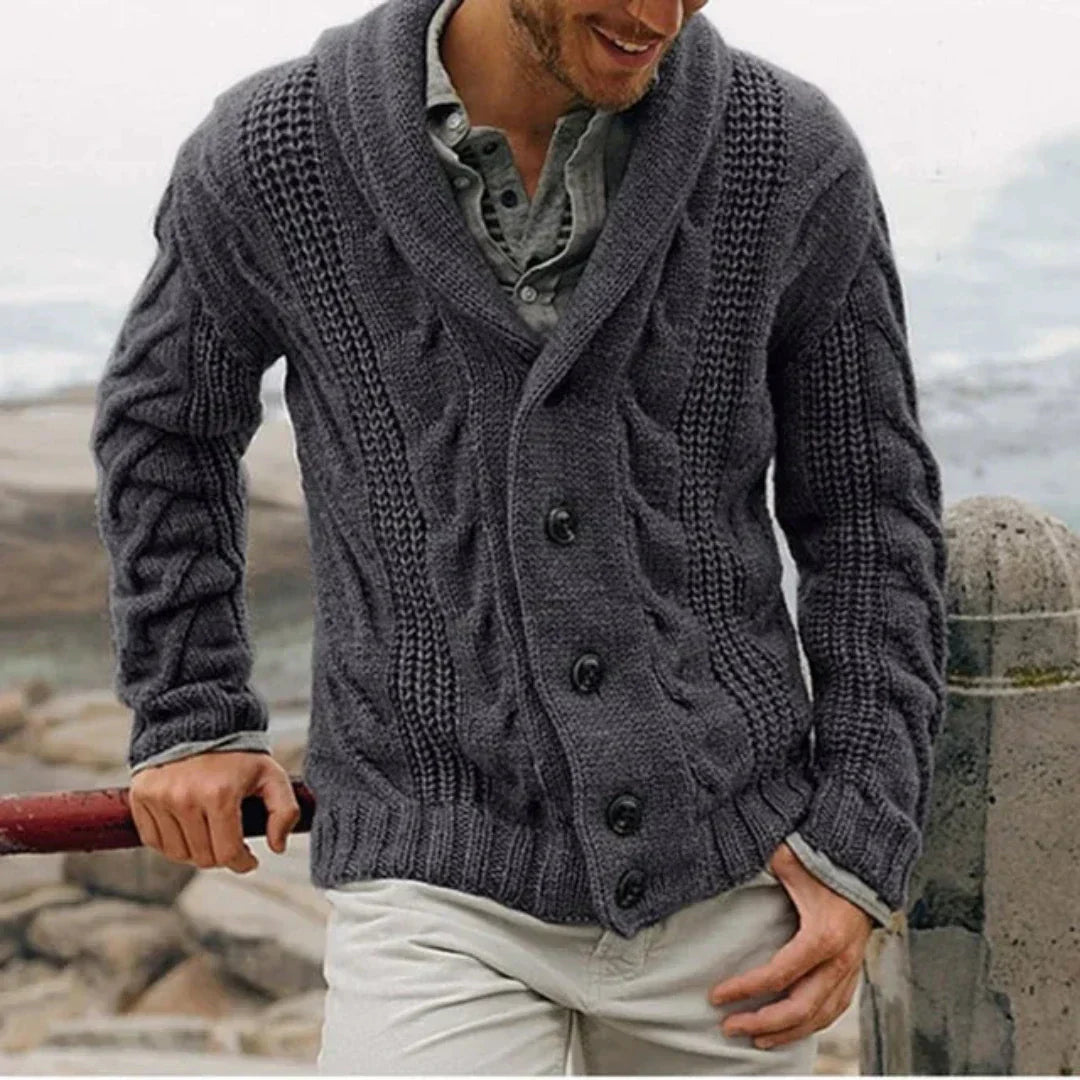 Stijlvol heren vest met shawlkraag; tijdloze mannenmode die warmte en elegantie combineert.