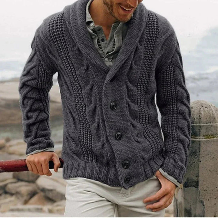 Stijlvol heren vest met shawlkraag; tijdloze mannenmode die warmte en elegantie combineert.