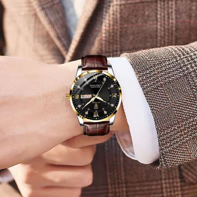 Stijlvol waterdicht heren RVS horloge met quartz uurwerk, luminous wijzers, verkrijgbaar in diverse kleuren.