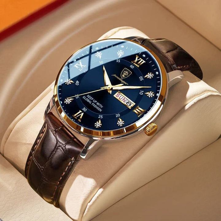 Robuust en elegant herenhorloge, waterdicht met luminous display en stevige RVS band voor dagelijks gebruik.