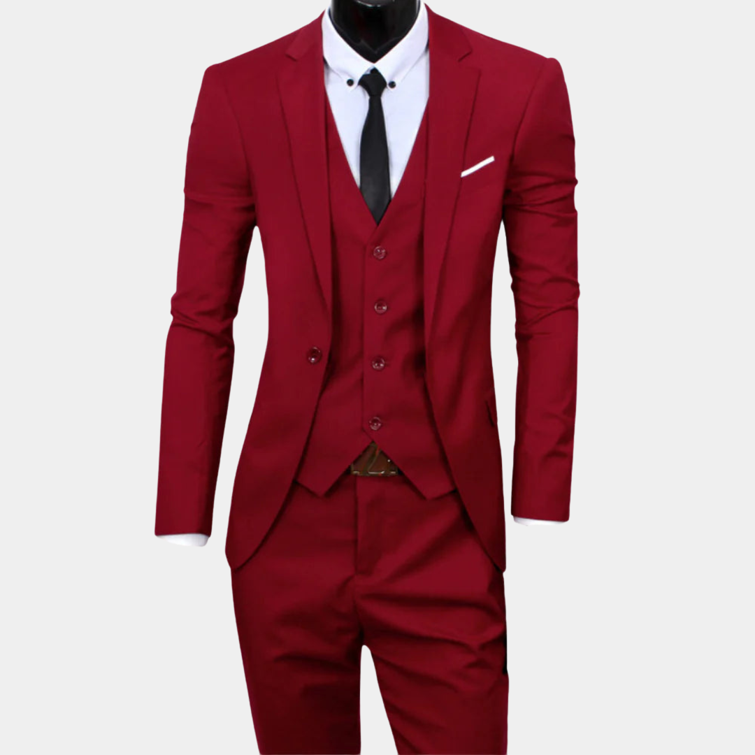 Elegant Hoymans heren 3-delig slim-fit pak. Ideaal voor zakelijk of bruiloft. Stijlvol katoenen kostuum.
