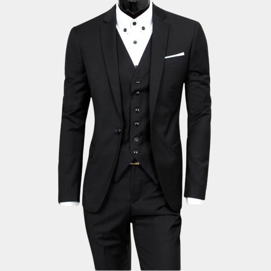 Hoogwaardig 3-delig slim-fit herenpak van Hoymans. Elegant kostuum, ideaal voor een formele of zakelijke look.
