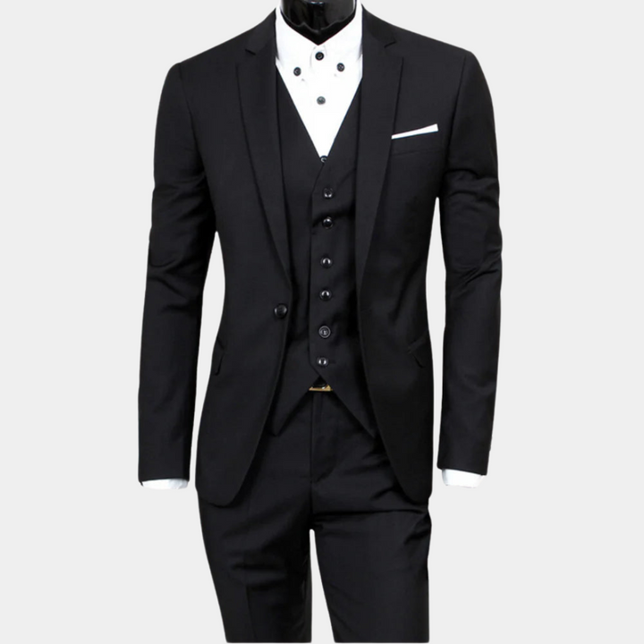 Hoogwaardig 3-delig slim-fit herenpak van Hoymans. Elegant kostuum, ideaal voor een formele of zakelijke look.