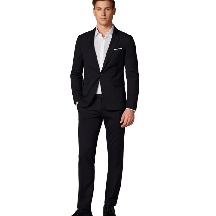 Elegant Hoymans herenpak set, compleet met slimfit colbert en bijpassende broek, perfect voor formele gelegenheden.
