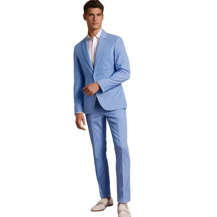 Comfortabele slimfit broek van de Hoymans herenpak set, met scherpe plooi, geschikt voor zakelijke en formele kleding.