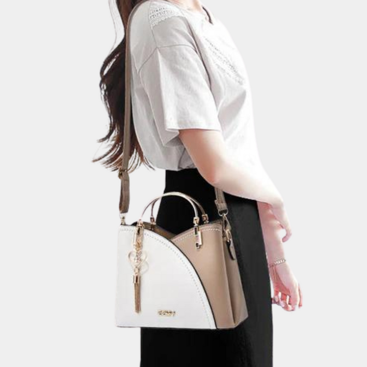 Elegant PU lederen damestas in khaki met meerdere binnenvakken en verstelbare schouderriem, perfect voor dagelijks gebruik.