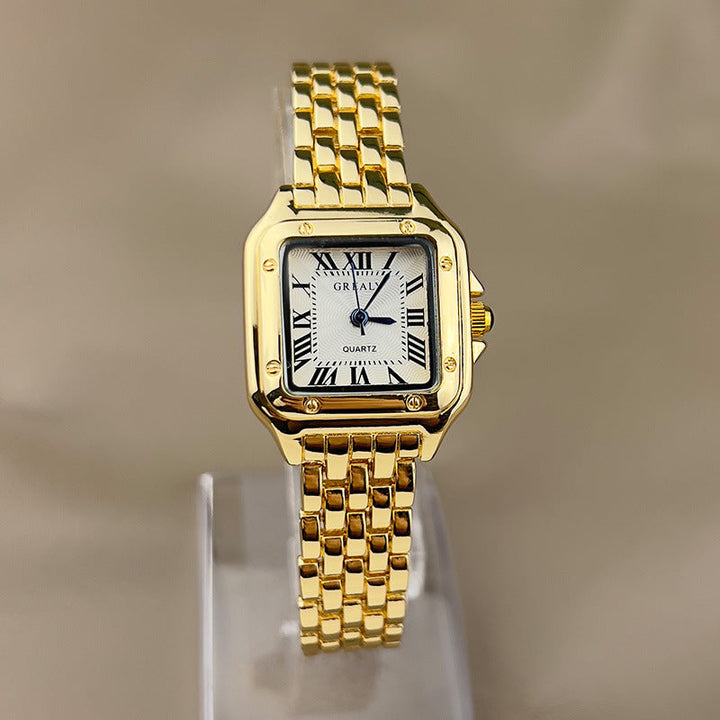 "Elegant quartz dameshorloge met vierkante wijzerplaat, verstelbare band en roestvrijstalen sluiting, perfect voor elke stijl
