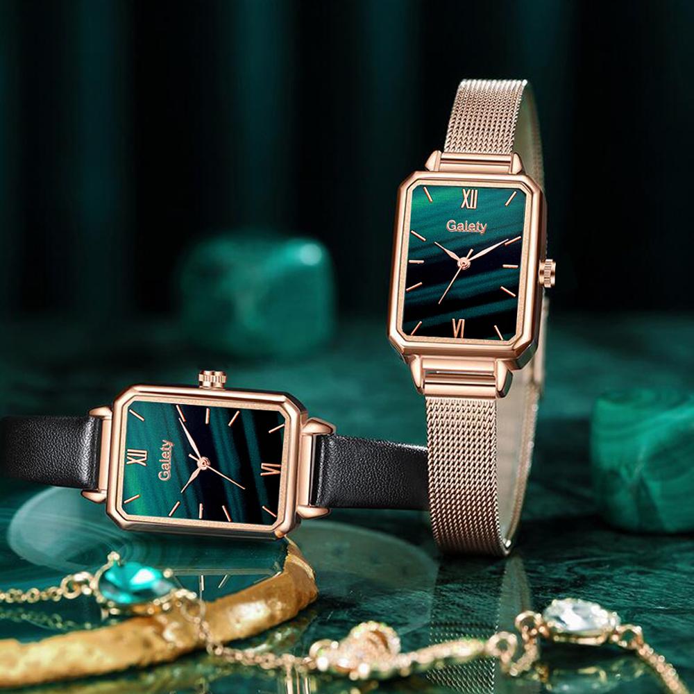 UniekWatch™ dameshorloge: rechthoekig, goud en elegant voor een unieke look.