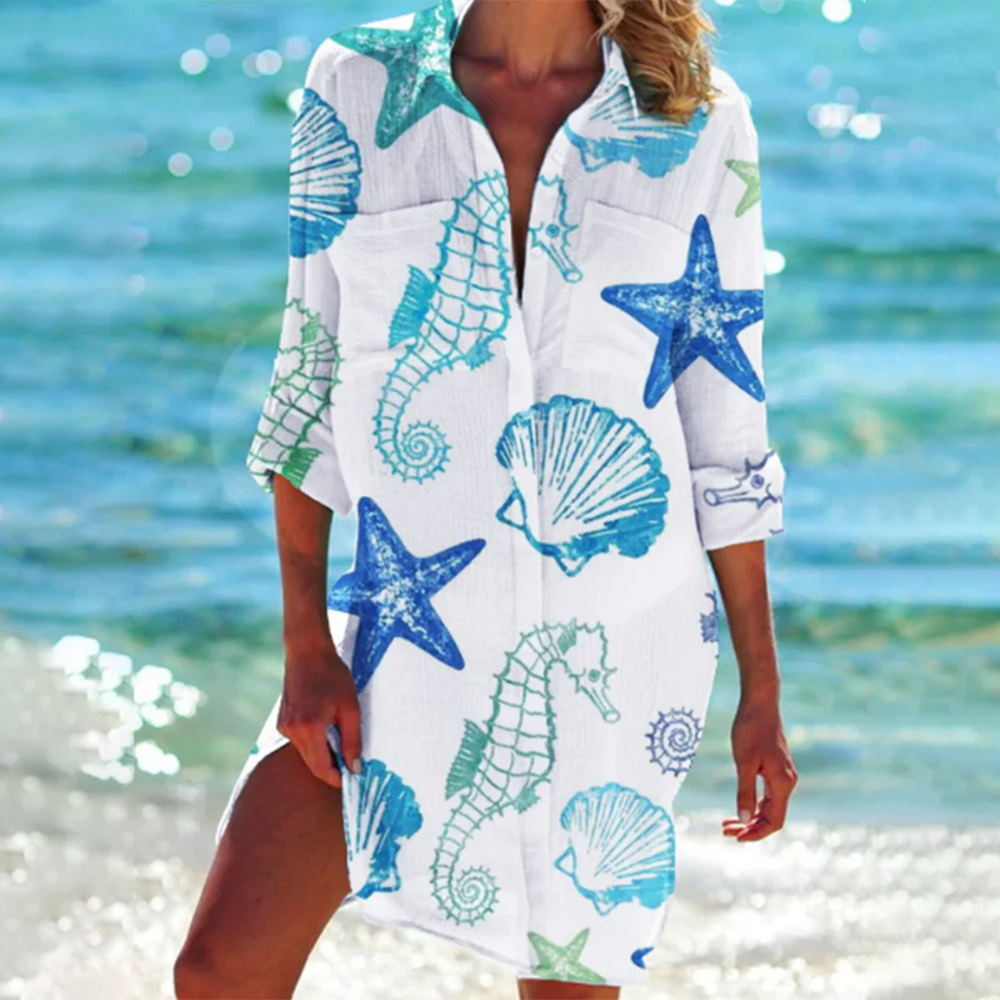 Comfortabele dames zomerjurk, perfect als strandjurk of casual feestjurk. Trendy A-lijn design.