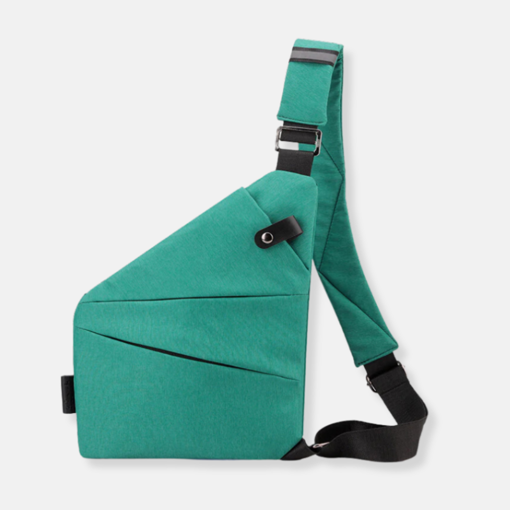 Stijlvolle dames reistas getoond op een model om de ideale draagmaat van de crossbodytas te tonen.