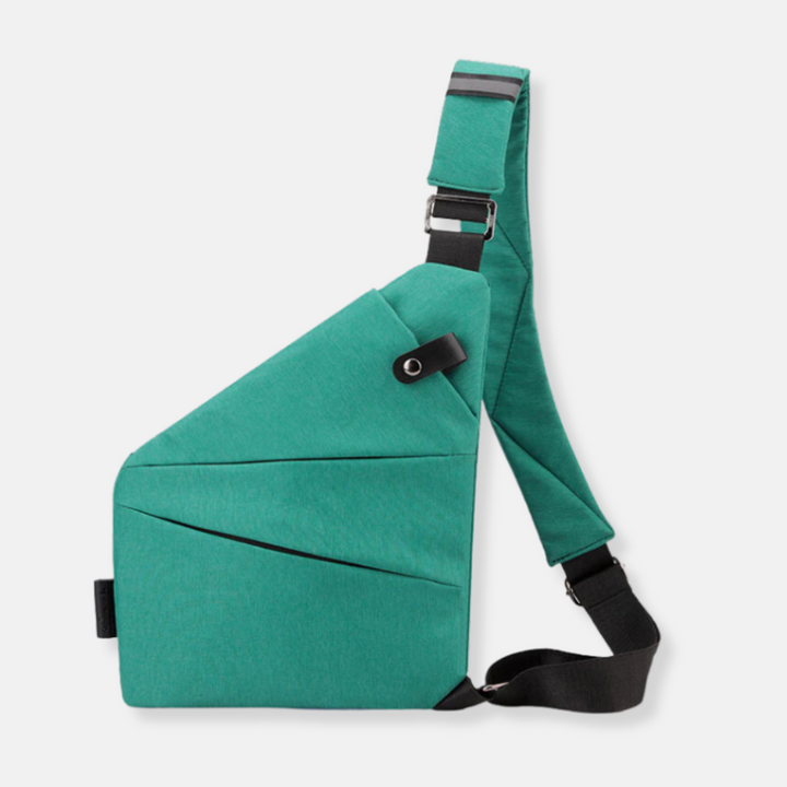 Stijlvolle dames reistas getoond op een model om de ideale draagmaat van de crossbodytas te tonen.