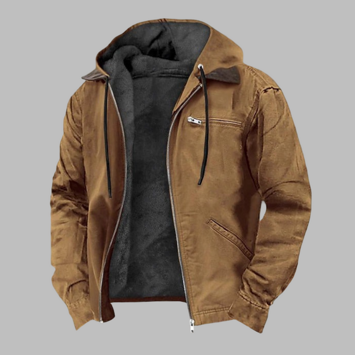 Elegante bruine herenjas, comfortabel en stijlvol voor de moderne man. Veelzijdige synthetische bovenkleding.