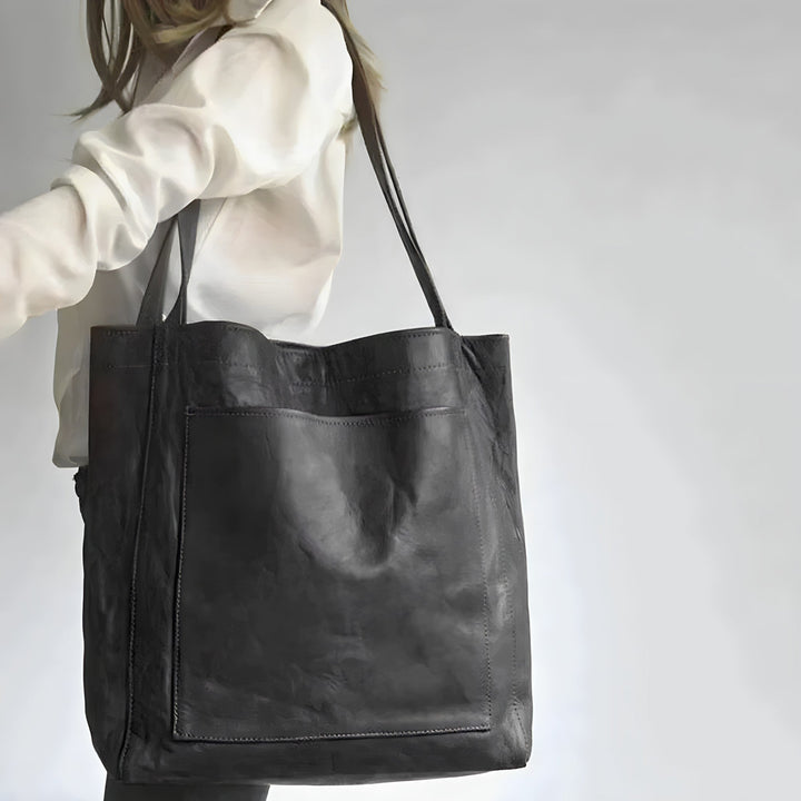 Gedetailleerde foto van de elegante Sophie damestas. Klassieke PU-leren schoudertas en handtas voor dames.