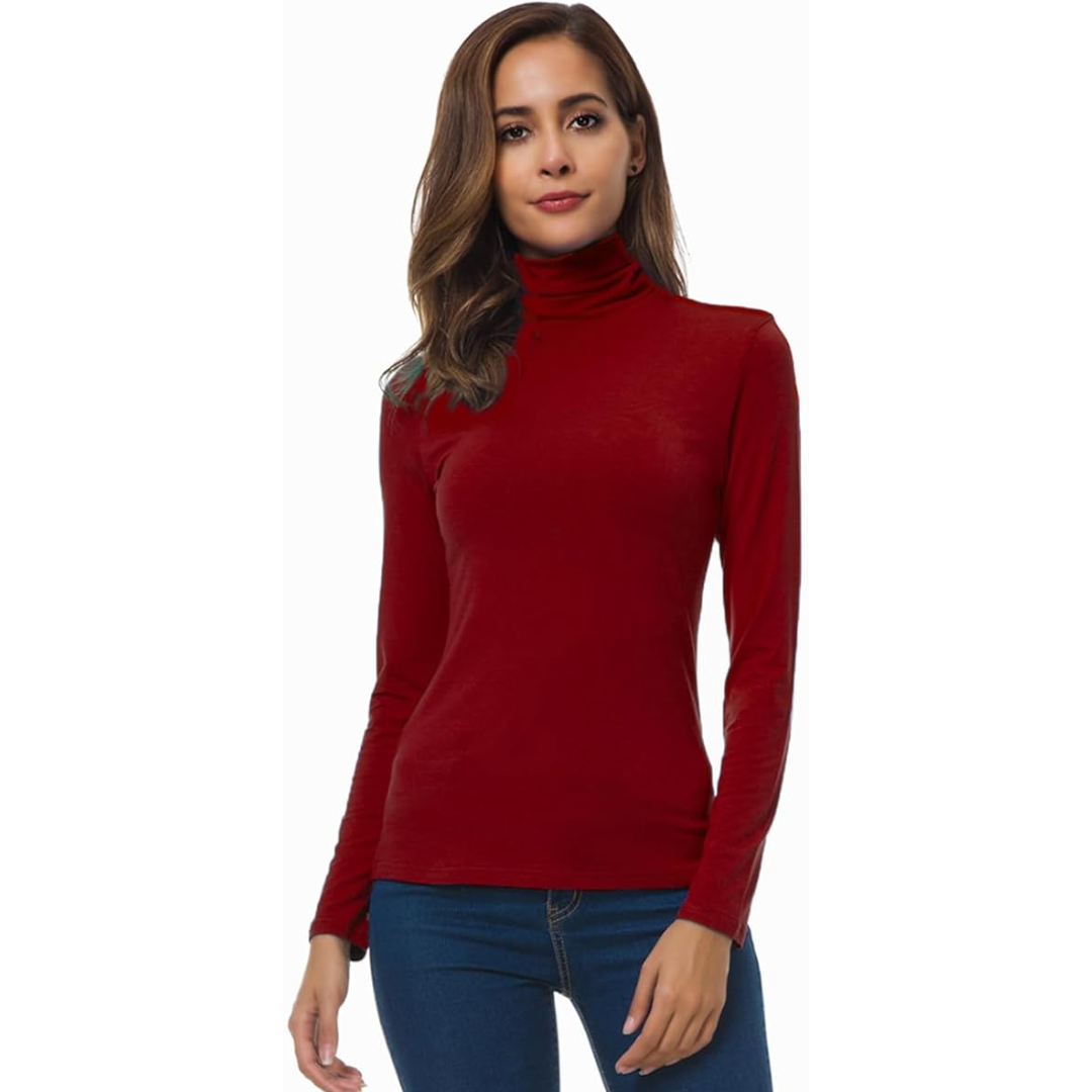 Veelzijdige dames slim fit coltrui, perfecte basistop voor herfstkleding, lente en laagjes, comfortabel en stijlvol.