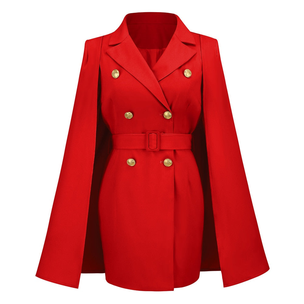 Elegante dames blazerjurk met cape design. Veelzijdig voor zakelijk of feestelijk. Moderne mode.