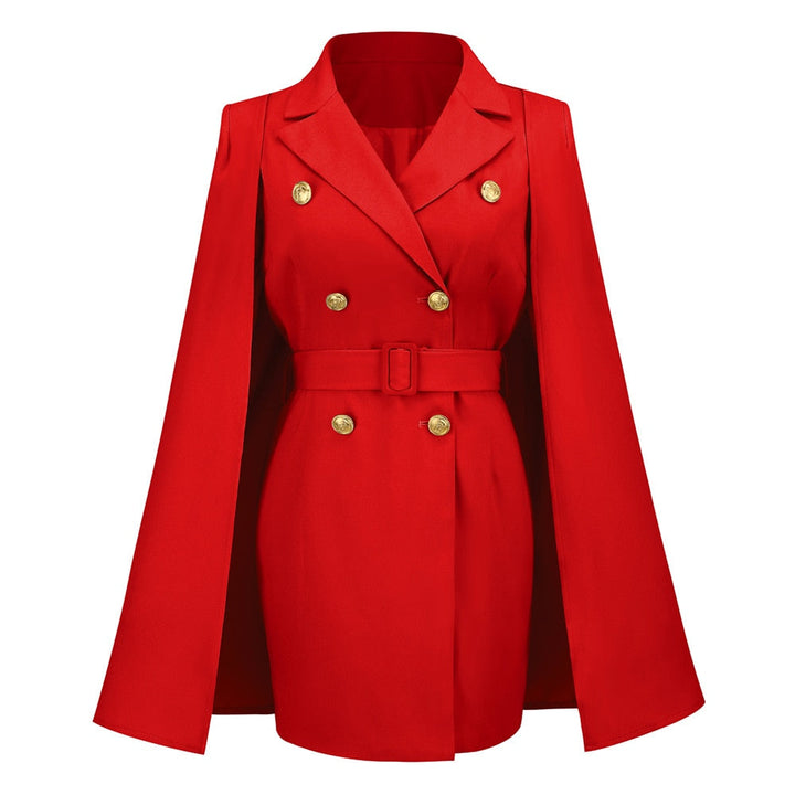 Elegante dames blazerjurk met cape design. Veelzijdig voor zakelijk of feestelijk. Moderne mode.