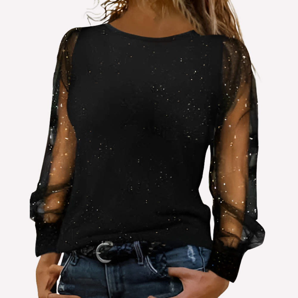 Veelzijdige kanten damesblouse met lange mouwen, perfect voor zakelijke of feestelijke outfits.