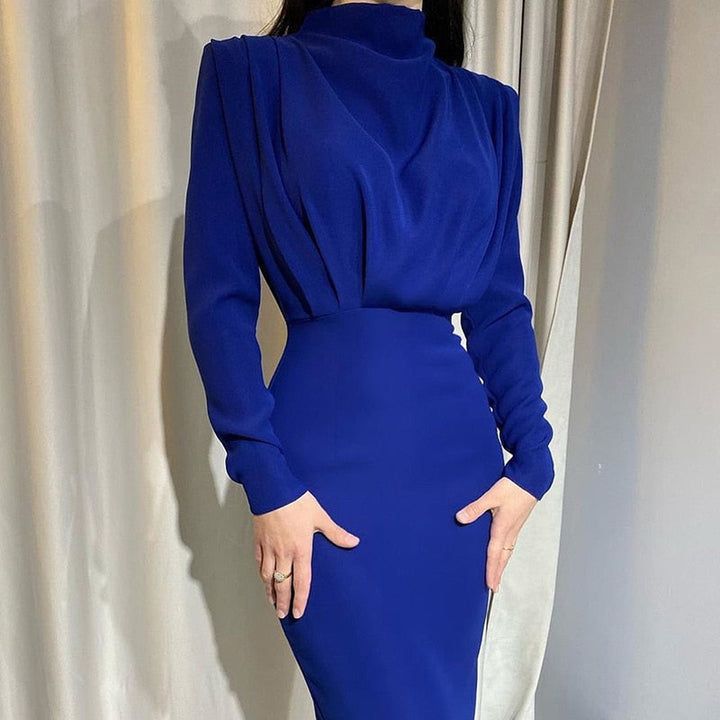 Lange mouwen bodycon maxi jurk voor dames, stijlvol voor herfst en winter gelegenheden.