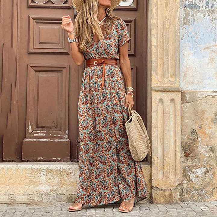 Boho maxi jurk voor dames met uniek, kleurrijk patroon; een luchtige en elegante keuze voor de zomer.