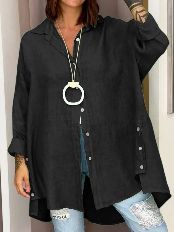 Mode damesblouse, button-down met lange mouwen & relaxte pasvorm, veelzijdig voor elke gelegenheid.