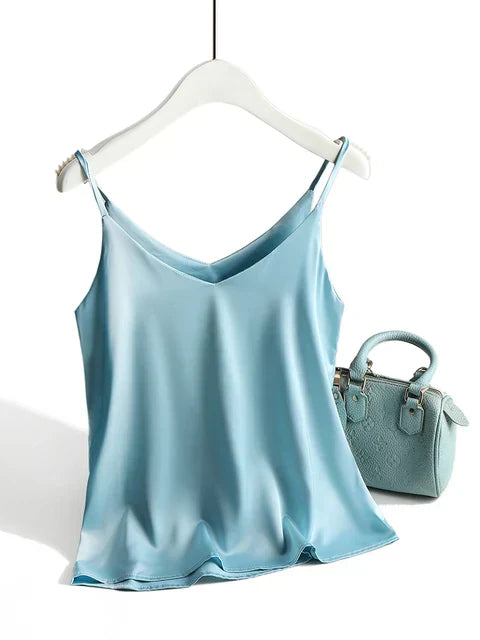 Comfortabele mouwloze dames cami top met spaghettibandjes, een veelzijdige basis voor lente en zomer.