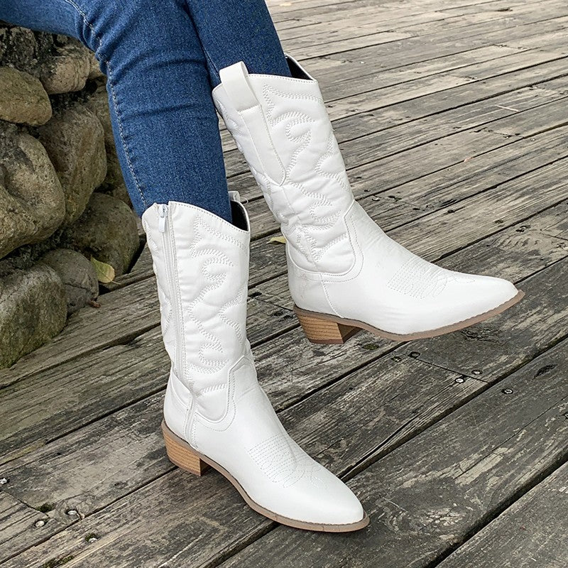 Zilveren metallic dames cowboylaarzen; comfortabele, modieuze en stijlvolle schoenen in westerse stijl.