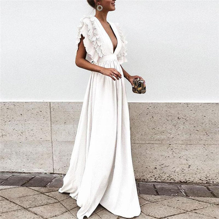 Dames lange jurk met elegante pasvorm; veelzijdige maxi jurk voor elke gelegenheid en seizoen.