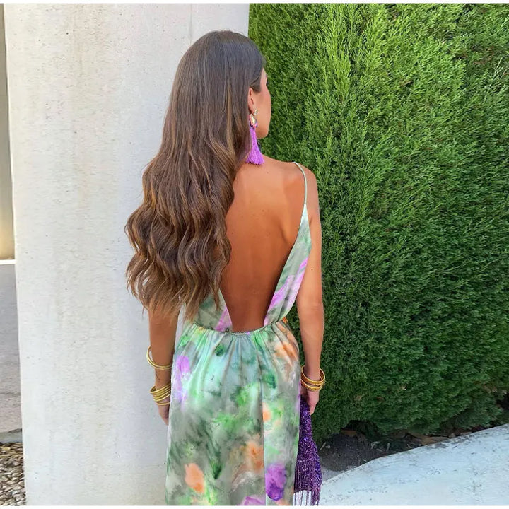 Ademende dames maxi jurk met opvallende print. Comfortabel, elegant en perfect voor zowel dagelijks als feestelijk gebruik.