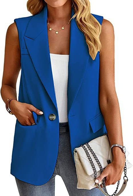 Dames mouwloze blazer blouse in een modieuze stijl, comfortabel en chique voor elke gelegenheid.
