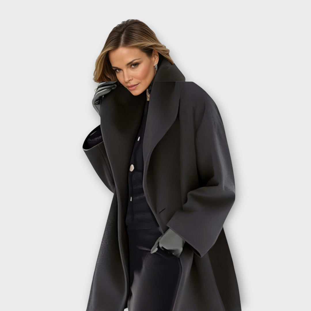 Dames wikkeljas, oversized pasvorm, chique bovenkleding. Modieuze mantel voor elegante winterstijl.