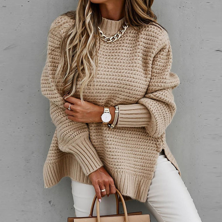Elegante dames pullover Vest Sofia met halfhoge hals, comfortabel voor herfst en winter.