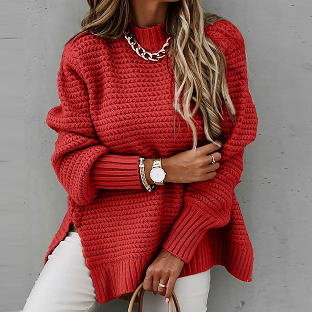 Casual dames pullover Vest Sofia, comfortabele herfsttrui met halfhoge hals.